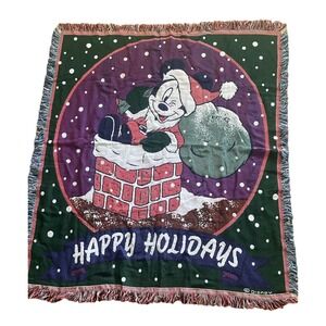 Disney Mickey Mouse Woven Christmas Throw Blanket Happy‎ Holidays By Beacon  G81